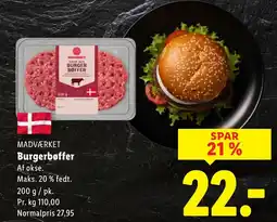 Lidl MADVÆRKET Burgerbøffer tilbud