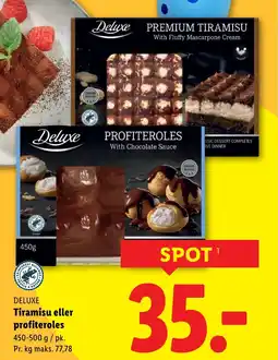 Lidl DELUXE Tiramisu eller profiteroles tilbud