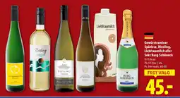 Lidl Gewürztraminer Spätlese, Riesling, Liebfraumilch eller Sekt Burg Schöneck tilbud