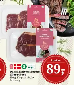 Dagli'Brugsen Dansk Kalv entrecote eller ribeye tilbud