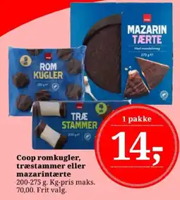 Dagli'Brugsen Coop romkugler, træstammer eller mazarintærte tilbud
