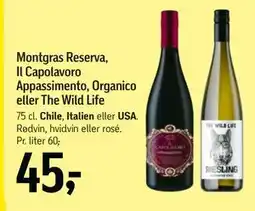 Føtex Montgras Reserva, Il Capolavoro Appassimento, Organico eller The Wild Life tilbud