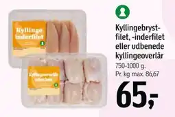 Føtex Kyllingebrystfilet, -inderfilet eller udbenede kyllingeoverlår tilbud