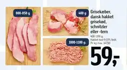 Føtex Grisekæber, dansk hakket grisekød, schnitzler eller -tern tilbud