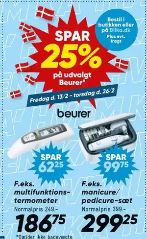 Bilka SPAR. 25%. på udvalgt Beurer tilbud