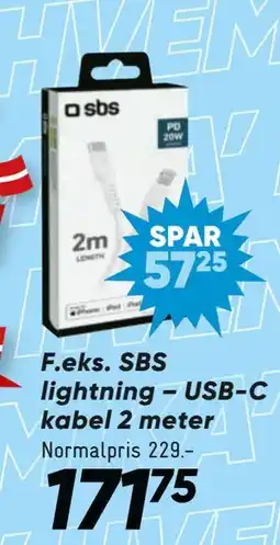 Bilka SBS lightning – USB-C kabel 2 meter tilbud