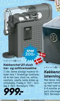 Bilka Køkkenchef 2i1 slush ice- og softicemaskine tilbud