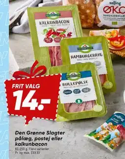 Bilka Den Grønne Slagter pålæg, postej eller kalkunbacon tilbud