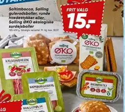 Bilka Saltimbocca, Salling gulerodsboller, runde hvedestykker eller Salling ØKO økologiske surdejsboller tilbud