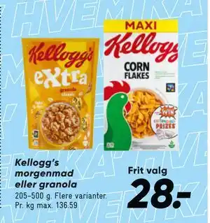 Bilka Kellogg’s morgenmad eller granola tilbud