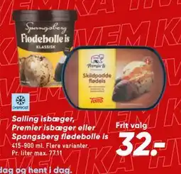 Bilka Salling isbæger, Premier isbæger eller Spangsberg flødebolle is tilbud