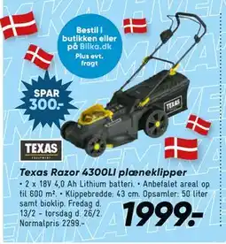 Bilka Texas Razor 4300LI plæneklipper tilbud