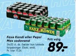 Bilka Faxe Kondi eller Pepsi Max sodavand tilbud
