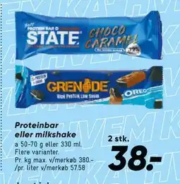 Bilka Proteinbar eller milkshake tilbud