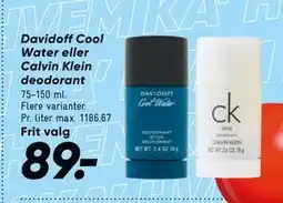 Bilka Davidoff Cool Water eller Calvin Klein deodorant tilbud
