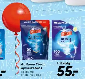 Bilka At Home Clean opvasketabs tilbud