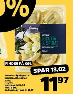 Netto Premieur fyldt pasta med ricotta/spinat tilbud
