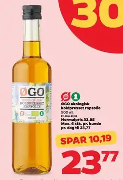 Netto ØGO økologisk koldpresset rapsolie tilbud