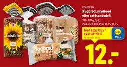 Lidl Rugbrød, madbrød eller cafésandwich, App-pris tilbud