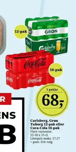 Dagli'Brugsen Carlsberg, Grøn Tuborg 12-pak eller Coca-Cola 18-pak tilbud