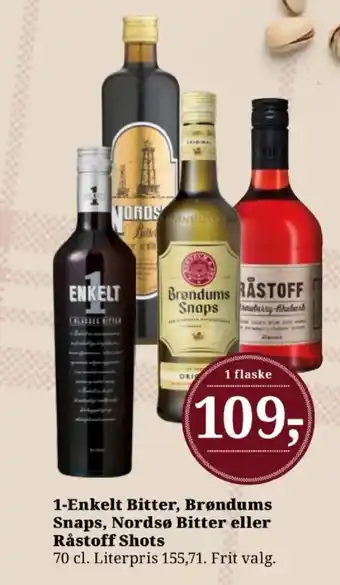 1-Enkelt Bitter, Brøndums Snaps, Nordsø Bitter eller Råstoff Shots