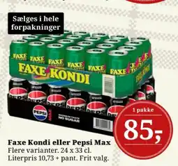Dagli'Brugsen Faxe Kondi eller Pepsi Max tilbud
