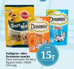 Dagli'Brugsen Pedigree- eller Dreamies snacks tilbud