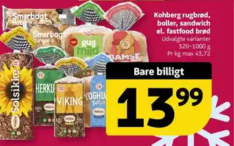 Kohberg rugbrød, boller, sandwich el. fastfood brød