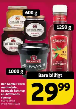 Løvbjerg Den Gamle Fabrik marmelade, Beauvais ketchup el. Arffmanns sennep tilbud