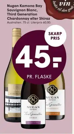 SPAR Nugan Kamona Bay Sauvignon Blanc, Third Generation Chardonnay eller Shiraz tilbud