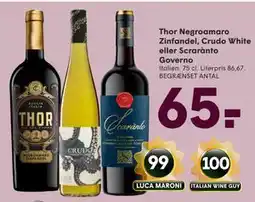 SPAR Thor Negroamaro Zinfandel, Crudo White eller Scrarànto Governo tilbud