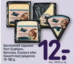REMA 1000 Bornholmsk tapasost Port Gudhjem, Bornzola, Graviera eller Havarti med jalapenos 75-100 g tilbud
