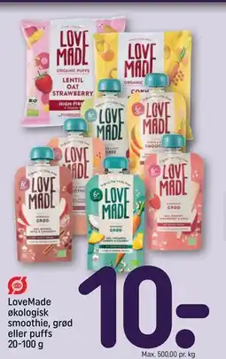 REMA 1000 LoveMade økologisk smoothie, grød eller puffs 20-100 g tilbud