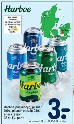 REMA 1000 Harboe påskebryg, pilsner 0.0%, pilsner, classic 0.0% eller classic 33 cl. Ex. pant tilbud