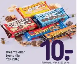 REMA 1000 Cream's eller Lyons kiks 120-230 g tilbud