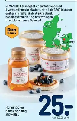 REMA 1000 Honningbien dansk honning 250-425 g tilbud