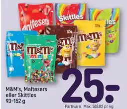 REMA 1000 M&M's, Maltesers eller Skittles 93-152 g tilbud