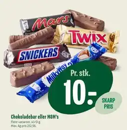 Min Købmand Chokoladebar eller M&M’s tilbud
