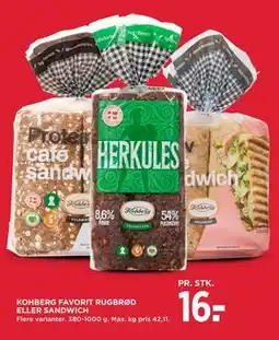 MENY KOHBERG FAVORIT RUGBRØD ELLER SANDWICH tilbud