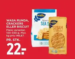 MENY WASA RUNDA, CRACKERS ELLER BISCUIT tilbud