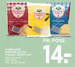 MENY KAROLINES KØKKEN ELLER CHEASY REVET OST tilbud
