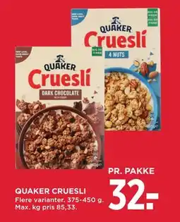 MENY QUAKER CRUESLI tilbud
