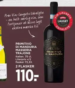 MENY PRIMITIVO DI MANDURIA MASSERIA TRAJONE tilbud