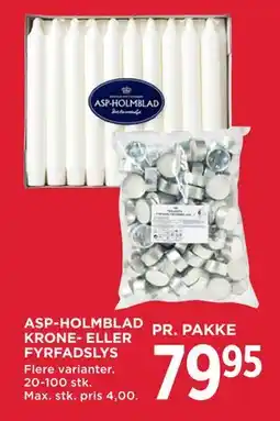 MENY ASP-HOLMBLAD KRONE- ELLER FYRFADSLYS tilbud