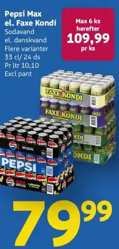 Løvbjerg Pepsi Max el. Faxe Kondi Sodavand tilbud
