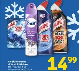 Løvbjerg Harpic toiletrens el. Brait luftfrisker tilbud