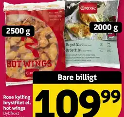 Løvbjerg Rose kylling brystfilet el. hot wings tilbud