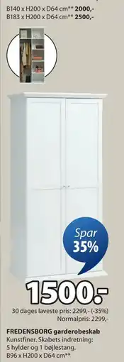 JYSK FREDENSBORG garderobeskab tilbud