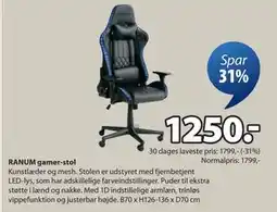 JYSK RANUM gamer-stol tilbud