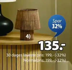 JYSK HANNIBAL bordlampe tilbud